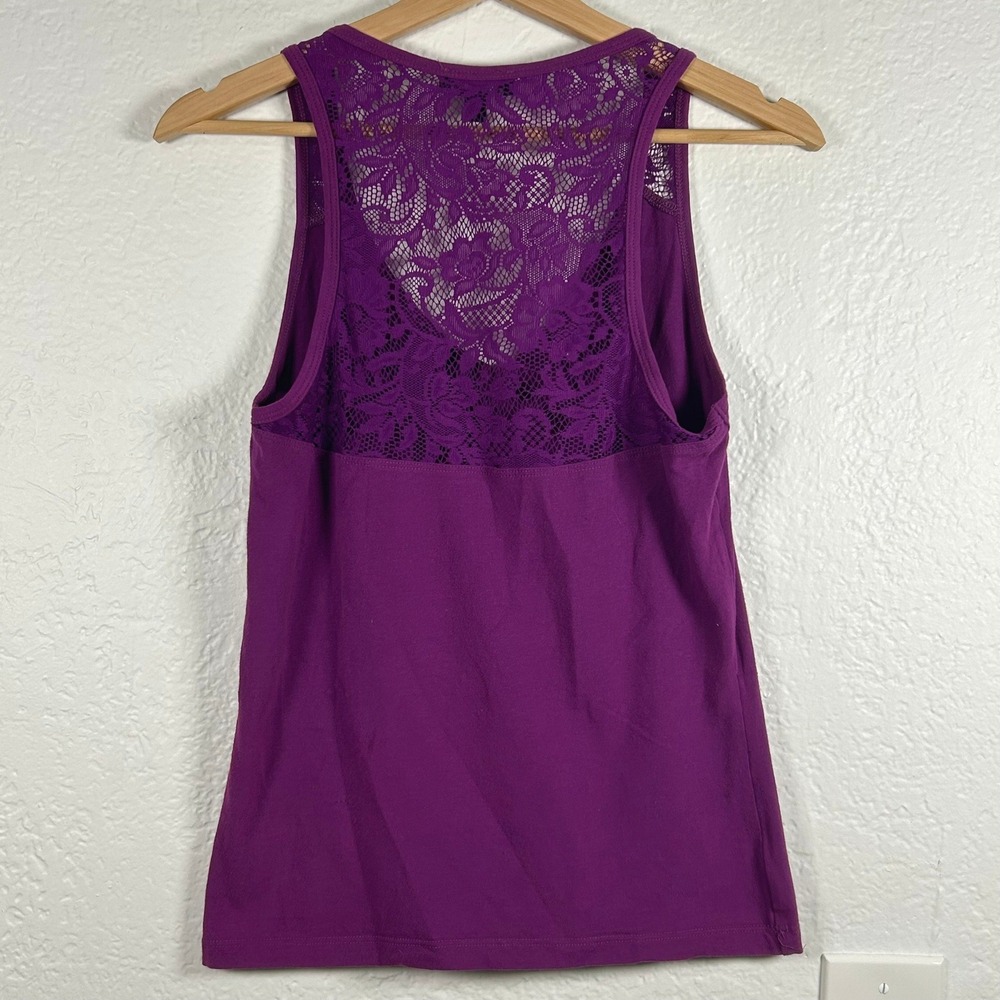 BEBE SPORT Tank Top Purple Lace Back Rhinestone Logo Y2K Size L - Picture 2 of 6